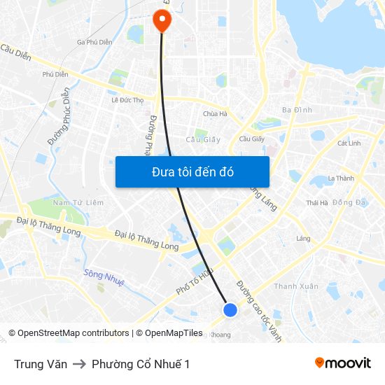 Trung Văn to Phường Cổ Nhuế 1 map
