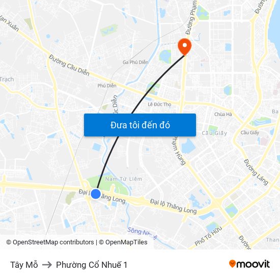 Tây Mỗ to Phường Cổ Nhuế 1 map