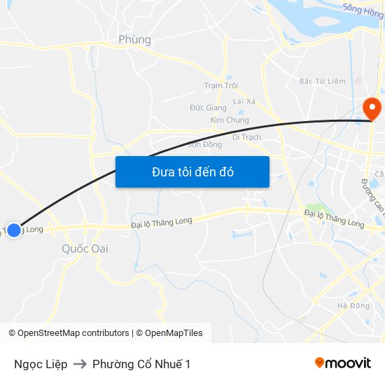 Ngọc Liệp to Phường Cổ Nhuế 1 map