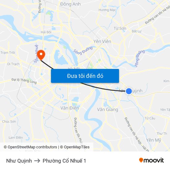 Như Quỳnh to Phường Cổ Nhuế 1 map