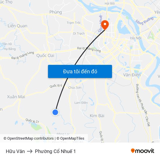 Hữu Văn to Phường Cổ Nhuế 1 map
