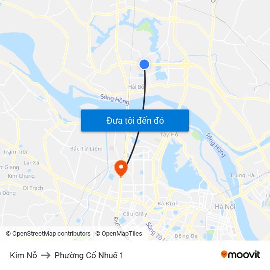 Kim Nỗ to Phường Cổ Nhuế 1 map