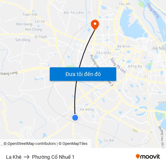 La Khê to Phường Cổ Nhuế 1 map