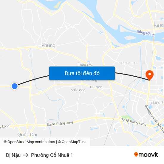 Dị Nậu to Phường Cổ Nhuế 1 map