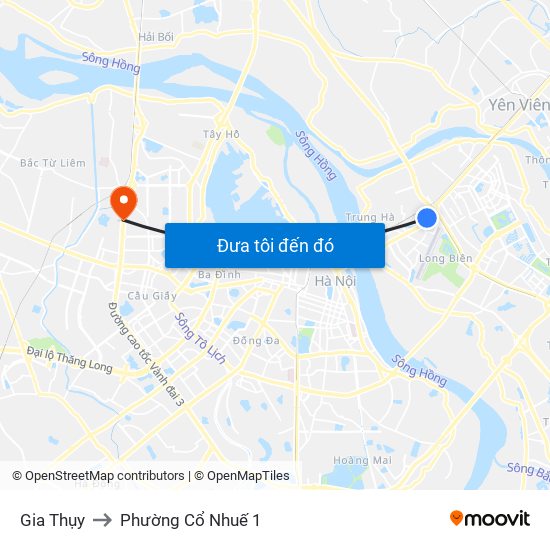 Gia Thụy to Phường Cổ Nhuế 1 map