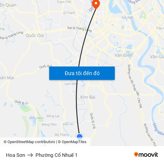 Hoa Sơn to Phường Cổ Nhuế 1 map