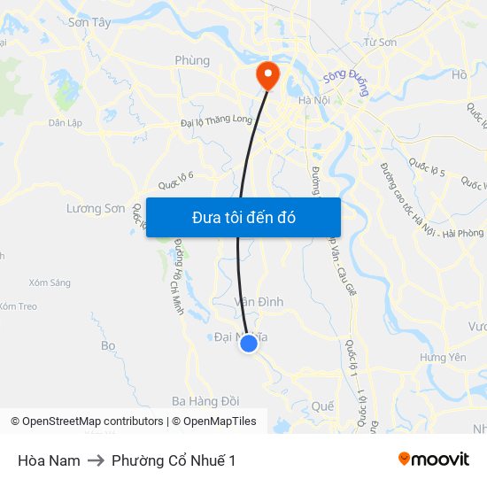 Hòa Nam to Phường Cổ Nhuế 1 map