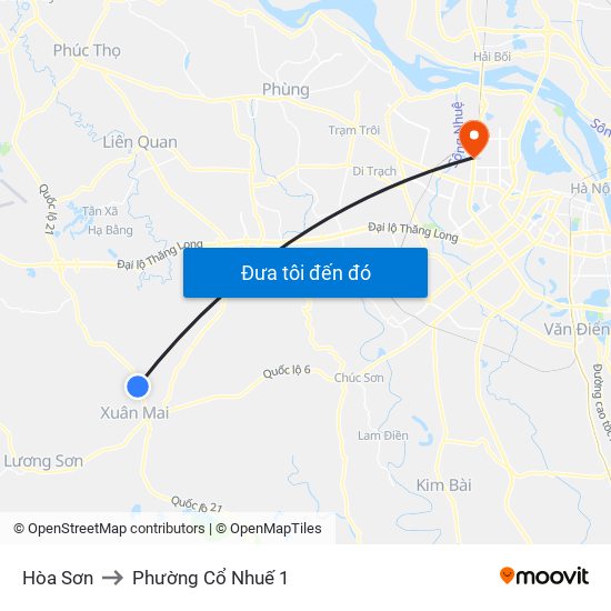 Hòa Sơn to Phường Cổ Nhuế 1 map