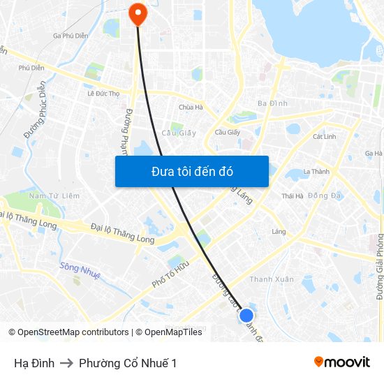 Hạ Đình to Phường Cổ Nhuế 1 map