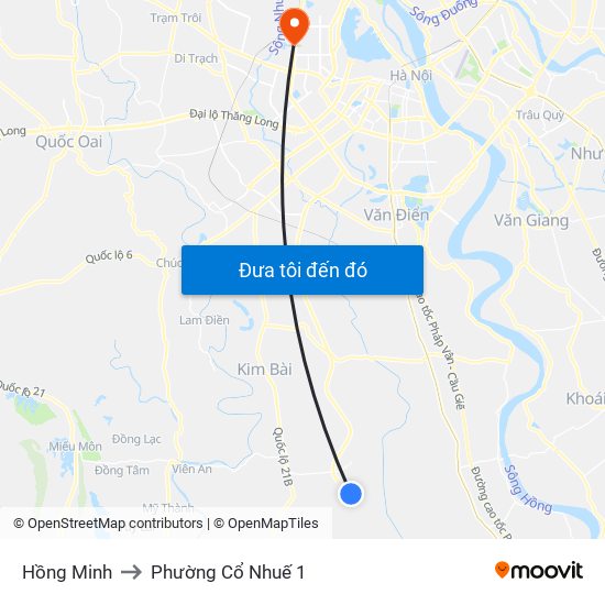 Hồng Minh to Phường Cổ Nhuế 1 map