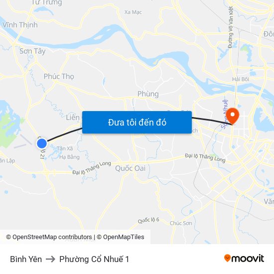 Bình Yên to Phường Cổ Nhuế 1 map