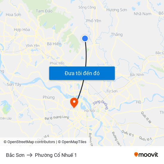 Bắc Sơn to Phường Cổ Nhuế 1 map