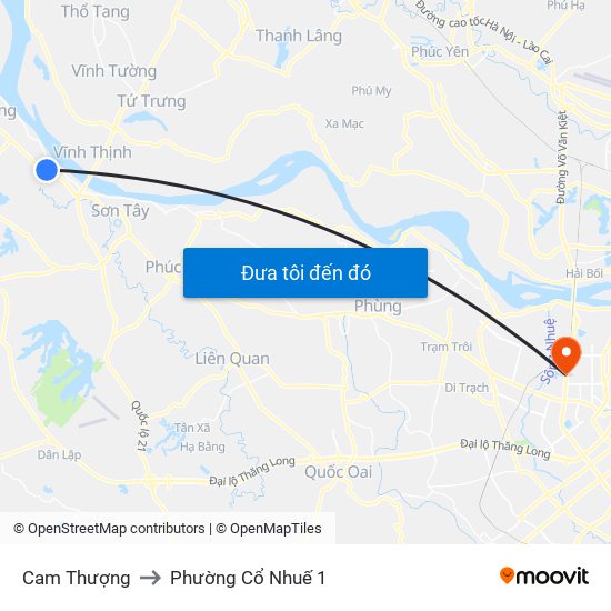 Cam Thượng to Phường Cổ Nhuế 1 map