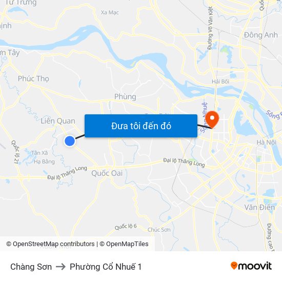 Chàng Sơn to Phường Cổ Nhuế 1 map