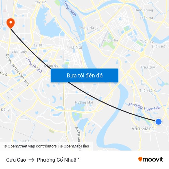 Cửu Cao to Phường Cổ Nhuế 1 map