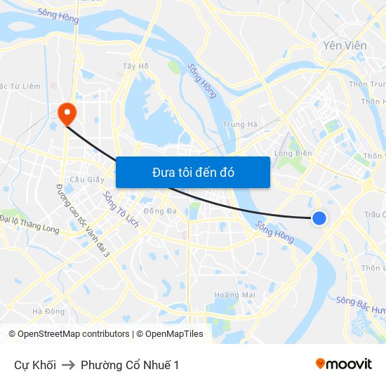 Cự Khối to Phường Cổ Nhuế 1 map