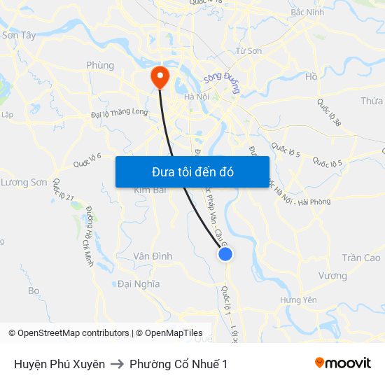 Huyện Phú Xuyên to Phường Cổ Nhuế 1 map