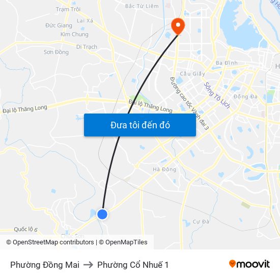 Phường Đồng Mai to Phường Cổ Nhuế 1 map