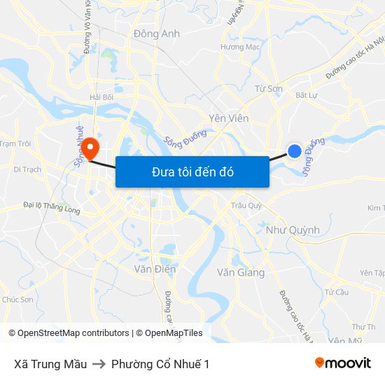 Xã Trung Mầu to Phường Cổ Nhuế 1 map