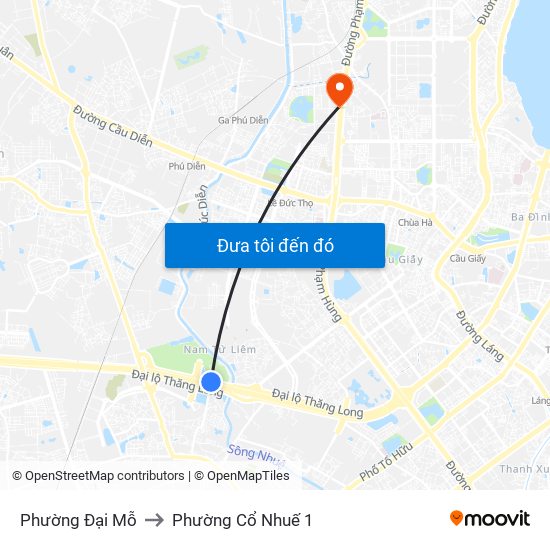 Phường Đại Mỗ to Phường Cổ Nhuế 1 map