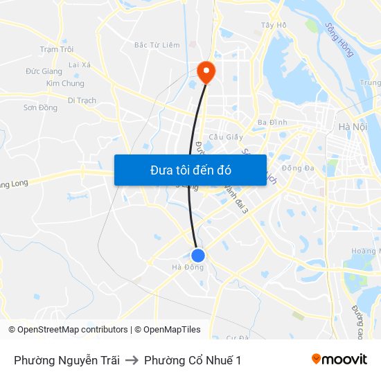 Phường Nguyễn Trãi to Phường Cổ Nhuế 1 map
