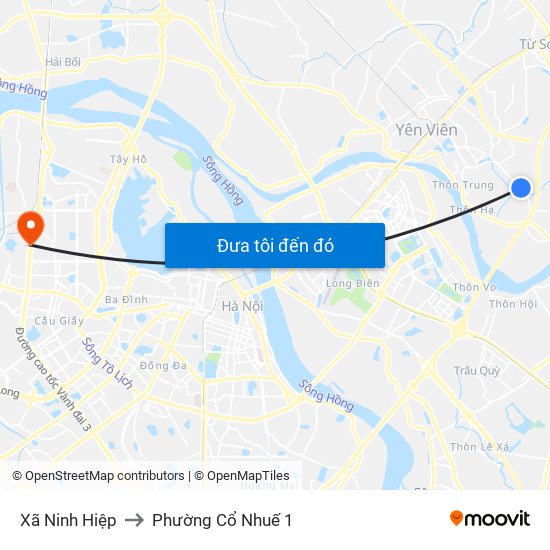 Xã Ninh Hiệp to Phường Cổ Nhuế 1 map