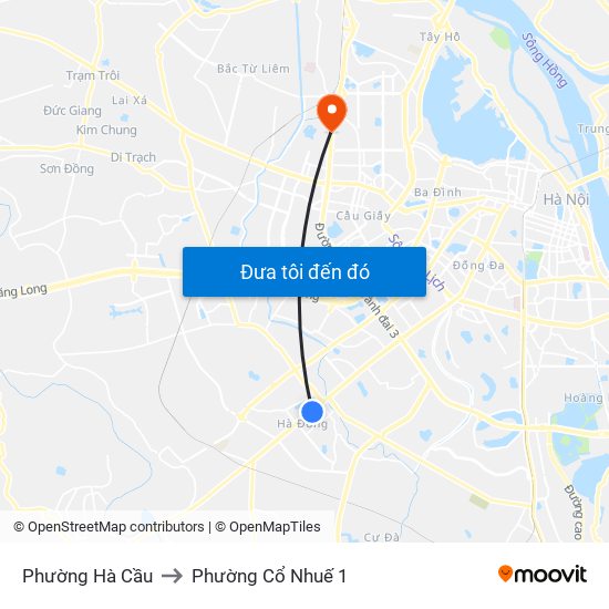 Phường Hà Cầu to Phường Cổ Nhuế 1 map