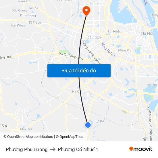 Phường Phú Lương to Phường Cổ Nhuế 1 map