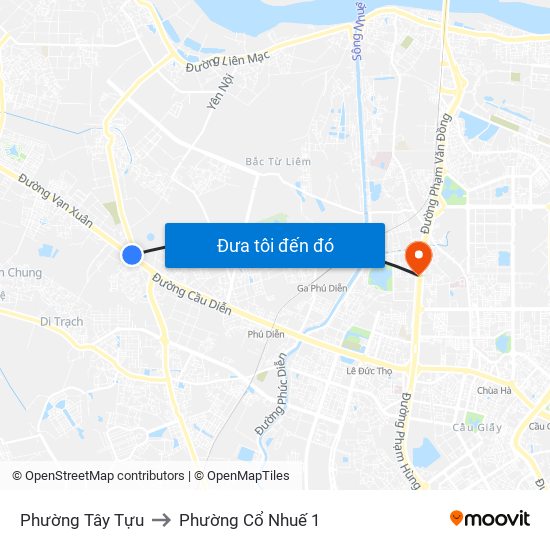 Phường Tây Tựu to Phường Cổ Nhuế 1 map