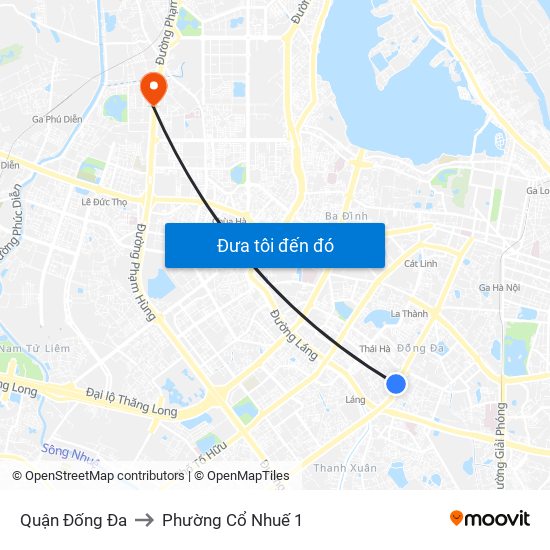 Quận Đống Đa to Phường Cổ Nhuế 1 map