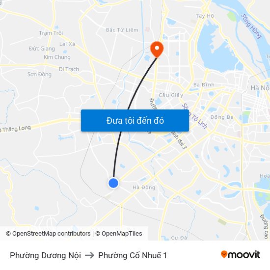 Phường Dương Nội to Phường Cổ Nhuế 1 map