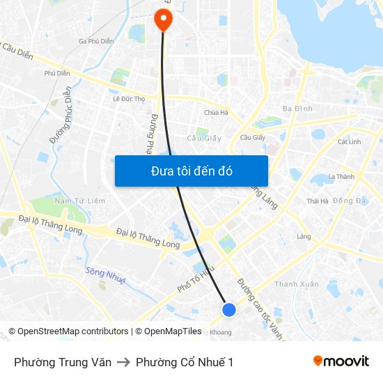 Phường Trung Văn to Phường Cổ Nhuế 1 map