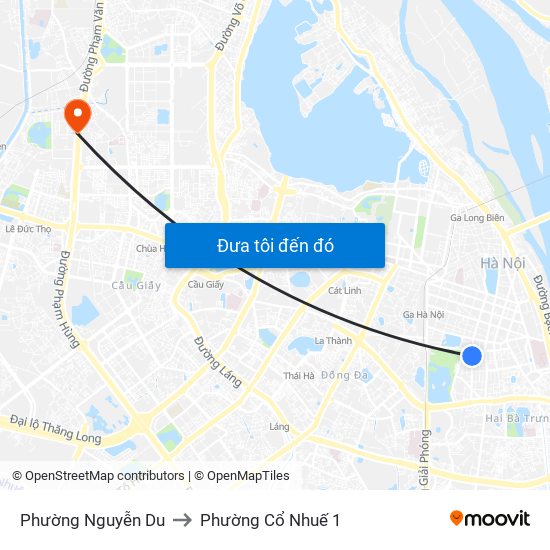 Phường Nguyễn Du to Phường Cổ Nhuế 1 map