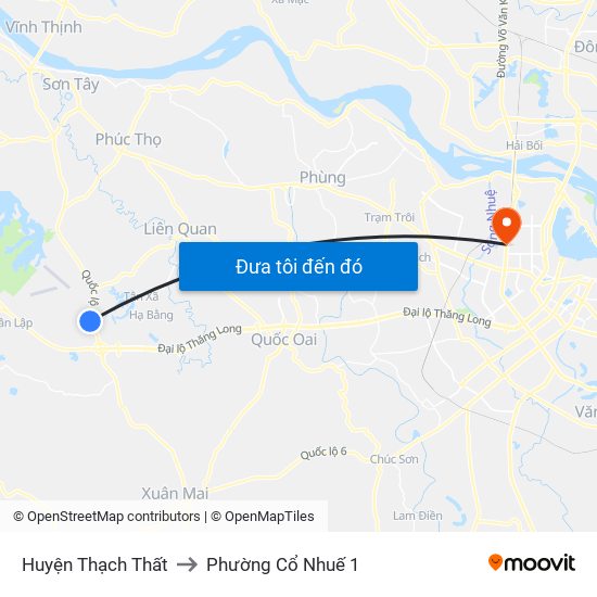 Huyện Thạch Thất to Phường Cổ Nhuế 1 map