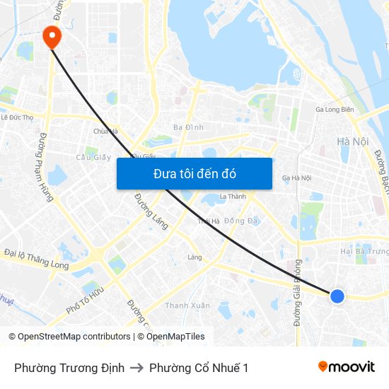 Phường Trương Định to Phường Cổ Nhuế 1 map