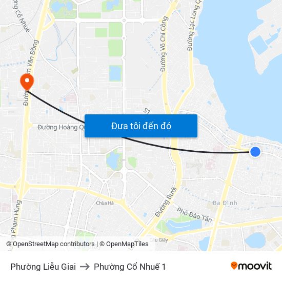 Phường Liễu Giai to Phường Cổ Nhuế 1 map