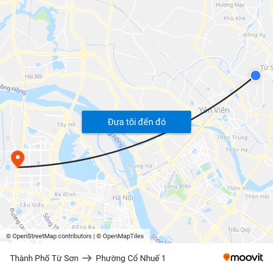 Thành Phố Từ Sơn to Phường Cổ Nhuế 1 map