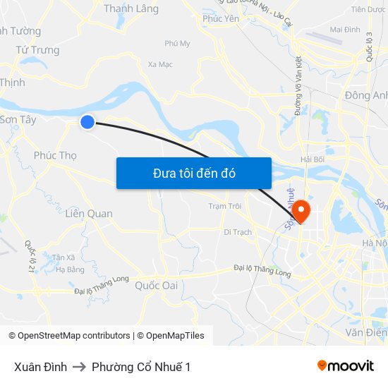 Xuân Đình to Phường Cổ Nhuế 1 map