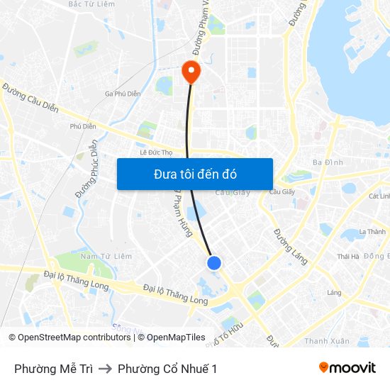 Phường Mễ Trì to Phường Cổ Nhuế 1 map