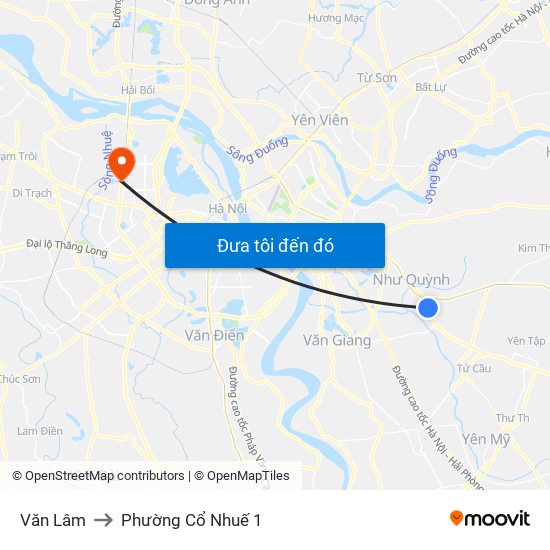 Văn Lâm to Phường Cổ Nhuế 1 map