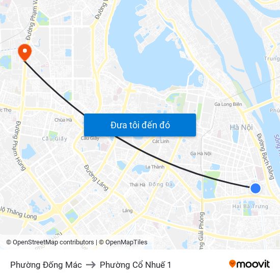 Phường Đống Mác to Phường Cổ Nhuế 1 map