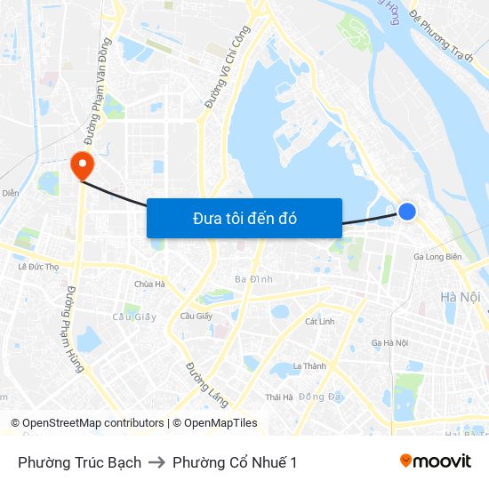 Phường Trúc Bạch to Phường Cổ Nhuế 1 map