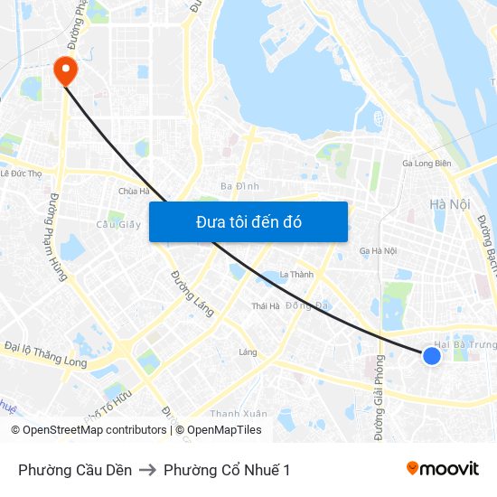 Phường Cầu Dền to Phường Cổ Nhuế 1 map