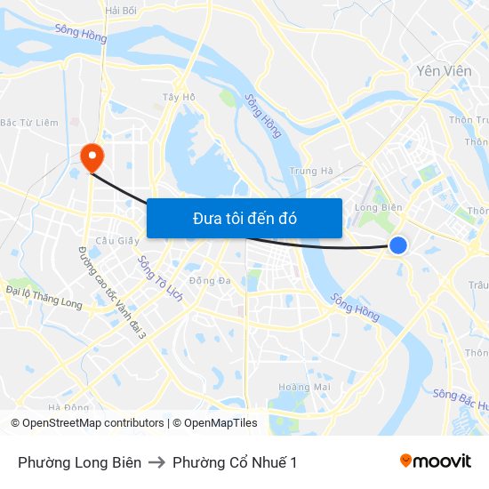 Phường Long Biên to Phường Cổ Nhuế 1 map