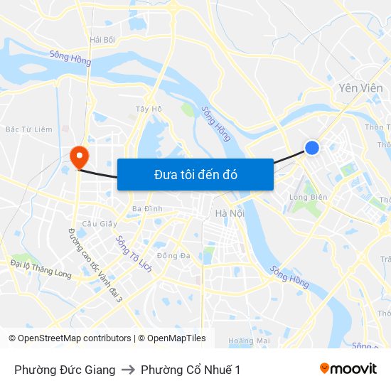 Phường Đức Giang to Phường Cổ Nhuế 1 map