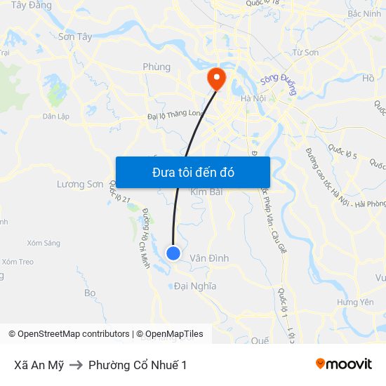 Xã An Mỹ to Phường Cổ Nhuế 1 map