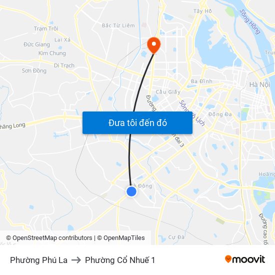 Phường Phú La to Phường Cổ Nhuế 1 map
