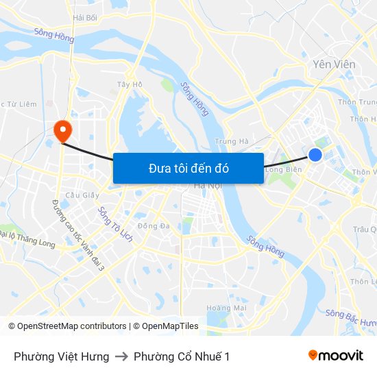 Phường Việt Hưng to Phường Cổ Nhuế 1 map