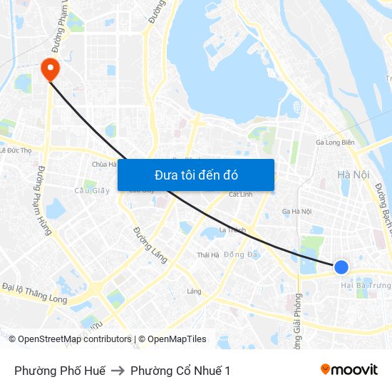 Phường Phố Huế to Phường Cổ Nhuế 1 map