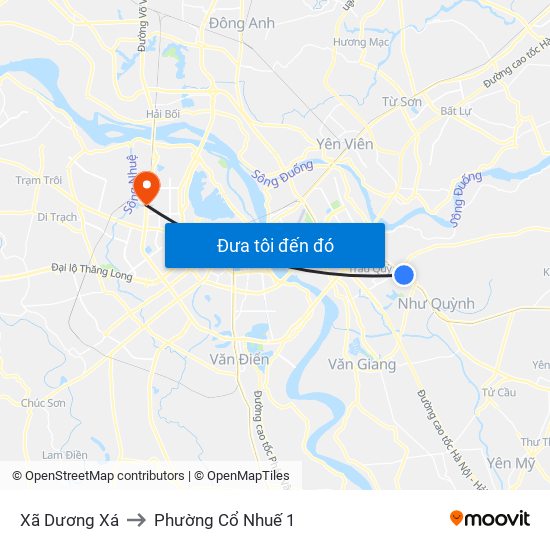 Xã Dương Xá to Phường Cổ Nhuế 1 map